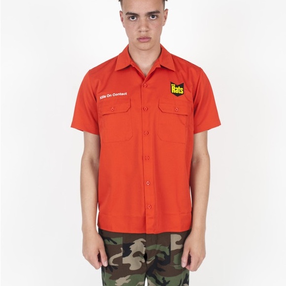 Stray Rats Poison Work Shirt – Orange Size M - Picture 11 of 12